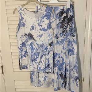 Habitat Abstract Blue and White Maxi Skirt